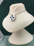 0.7ct Round Cut Black Diamond Pendant Jesus Cross Circular 14k White Gold Finish