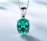 2ct Green Emerald Pendant Oval Cut Solitaire 14k White Gold Finish NO CHAIN