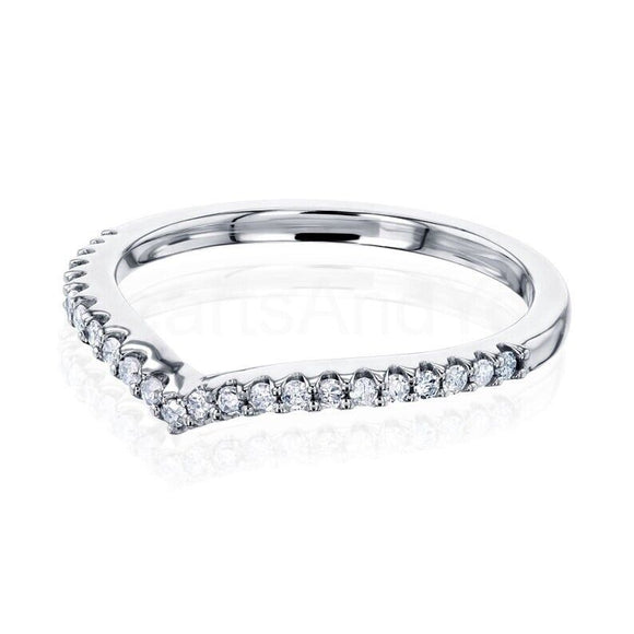 0.15ct Round Cut Moissanite Anniversary Women Wedding Band 14k White Gold Plated