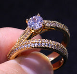 3ct Round Cut Diamond Engagement Ring 14k Yellow Gold Finish Bridal Set Promise