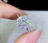 1.5ct Round Cut Diamond Halo Solitaire with Accents Ring 14k White Gold Finish