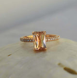 1.2ct Engagement Ring Radiant Yellow Citrine Diamond Accent 14k Yellow Gold Over