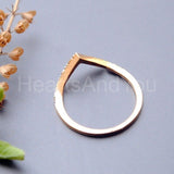 0.04ct Round Cut Moissanite Wishbone Stackable Dainty Band 14K YellowGold Plated