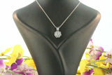 2ct Round Cut Diamond Flower Baguette Pendant 14k White Gold Finish NO CHAIN