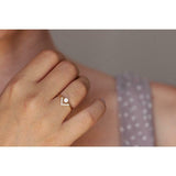 0.2ct Round Cut Diamond Engagement Ring 14k YellowGold Over Bezel Set Minimalist