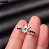 4 Prong Solitaire Engagement Ring 1ct Round Cut Diamond 14k White Gold Finish