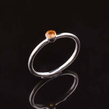 0.23ct Engagement Ring Round Cut Yellow Citrine Solitaire 14k White Gold Finish