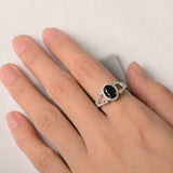 2ct Oval Cut Black Diamond Engagement Ring Halo Split Shank 14k WhiteGold Finish