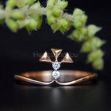 0.4ct Round Cut Moissanite Unique Geometric Engagement Ring 14K Rose Gold Plated