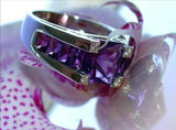 5Ct Princess Cut Purple Amethyst Cocktail Engagement Ring 14K White Gold Finish