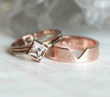1.5ct Princess Cut Peach Morganite Bridal Set Engagement Ring 14k Rose Gold Over