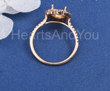 2.2ct Oval Stone Ring Setting Round Moissanite Semi Mount 14k Rose Gold Plated