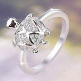 2ct Round Cut VVS1 Diamond Engagement Ring 14k White Gold Finish Turtle Design