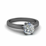 0.5ct Round Cut VVS1 D Diamond Solitaire Engagement Ring 14k Black Gold Finish