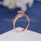 1.2ct Oval Cut Simulated Peach Morganite Split Shank Ring 14k Rose Gold Plated
