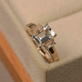 1.5ct Engagement Ring Emerald Cut Diamond Accents Trilogy 14k Rose Gold Finish
