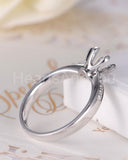0.2ct Round Stone Ring Setting Round Simulated Semi Mount 14k White Gold Plated