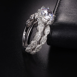 2.5ct Round Cut Diamond Engagement Ring 18k White Gold Over Milgrain Bridal Set