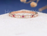 0.5ct Round Cut Simulated Pink Ruby Half Eternity Band 14k Yellow Gold Plated