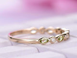 1ct Marquise Cut Green Peridot Wedding Band Half Eternity 14k Rose Gold Finish