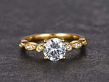 1.4ct Round Cut Diamond Accents Solitaire Engagement Ring 14k Yellow Gold Finish