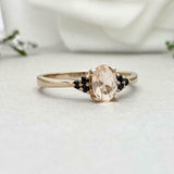 1.5ct Engagement Ring Oval Cut Peach Morganite Solitaire 14k Yellow Gold Finish