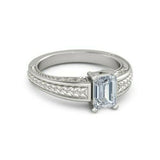 2Ct Emerald Cut Diamond Vintage Solitaire Engagement Ring 18K White Gold Finish