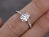 1.5ct Oval Diamond Solitaire Engagement Ring 14k White Gold Finish Round Accents
