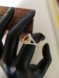2ct Engagement Ring Pear Cut Yellow Citrine Split Shank Halo 14k White Gold Over