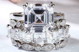 8.5ct Asscher Diamond Quartet Engagement Ring Vintage Band 14K White Gold Over