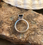 2.4ct Engagement Ring Radiant Cut Blue Sapphire Solitaire 14k White Gold Finish