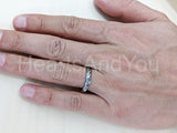 0.1ct Round Cut Simulated Aquamarine Unique Wedding Band 14k White Gold Plated