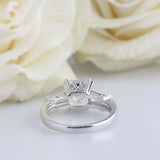 2ct Asscher Cut Diamond Tapered Baguette Accent Ring Trilogy 14k White Gold Over