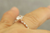 1.3Ct Oval Cut DVVS1 Diamond Round Accents Engagement Ring 14K Rose Gold Finish
