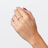 0.1ct Round Cut Moissanite Unique Women Engagement Ring 14k Yellow Gold Plated