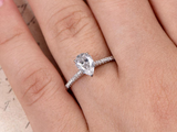 1.2ct Pear Cut Diamond Engagement Ring Accents Solitaire 14k White Gold Finish