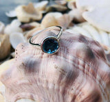 2ct Engagement Ring Round Cut London Blue Topaz Solitaire 14k White Gold Finish