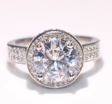 2.6ct Round Cut Diamond Engagement Ring 14k White Gold Finish Halo Solitaire