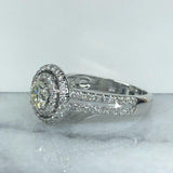 1.45ct Round Cut Diamond Engagement Ring Dual Halo Split Band 14k WhiteGold Over