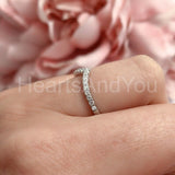 0.45ct Round Cut Moissanite Curved Women Wedding Band 14k White Gold Plated