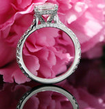 2ct Emerald Cut Diamond High Set Solitaire Engagement Ring 14k White Gold Finish