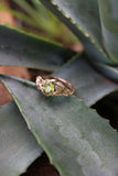 1ct Round Green Peridot Engagement Ring Leaf Vine Solitaire 14k Rose Gold Finish