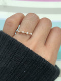 Minimalist Dainty Pearl Promise Ring Band 14k Yellow Gold Finish