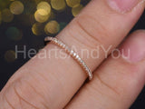 0.15ct Round Cut Moissanite Dainty Minimalist Wedding Band 14k Rose Gold Plated