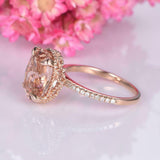 2ct Oval Cut Peach Morganite Engagement Ring Diamond Accents 18k Rose Gold Over