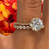 2.1ct Round Cut Moissanite Art Deco Solitaire Bridal Set 14k Yellow Gold Plated