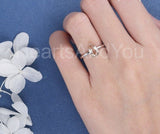 1ct Pear Cut Simulated Morganite Solitaire Engagement Ring 14k White Gold Plated