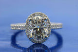 2.2ct Oval Cut Diamond Engagement Ring Halo 18k WhiteGold Over with Round Accent