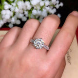 Six Prong Solitaire with Accent Ring 1ct Round Cut Diamond 14k White Gold Finish