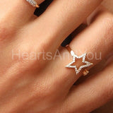 0.5ct Round Cut Moissanite Open Star Women Engagement Ring 14k YellowGold Plated